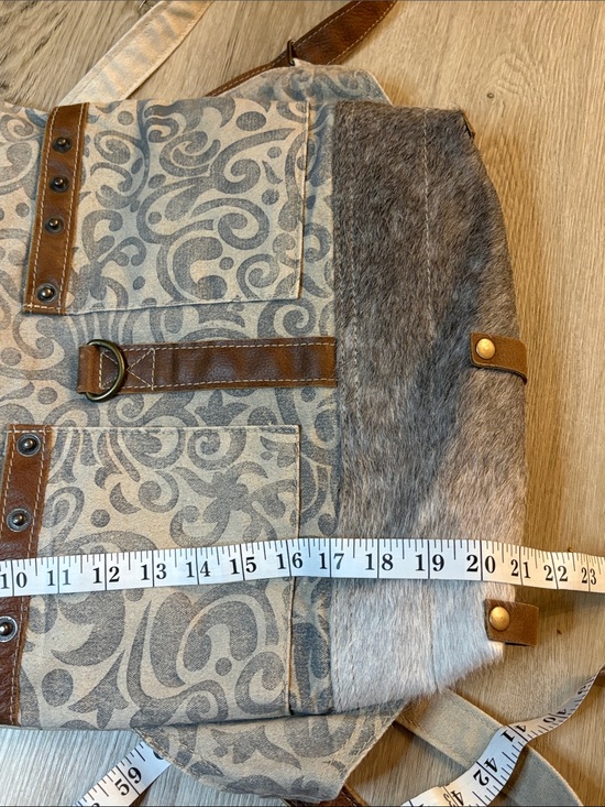 Myra Bag Floral Cowhide & Upcycled Canvas Backpack leather boho rodeo festival main image 9
